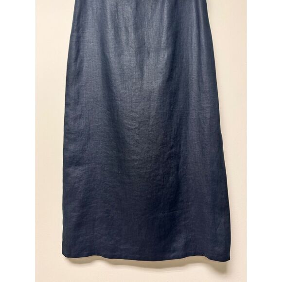 VTG - TALBOTS 100% Irish Linen Black Keyhole Front Sheath Midi Dress, Sz 12P - Picture 4 of 12